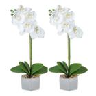 Kit 2 Vasos de Flor Arranjo Orquídea Artificial Planta Realista Decorativa