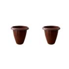 Kit 2 Vasos De Planta Pequeno 1100ml Redondo Plástico Rattan - PRATIC