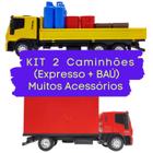 Kit 2 Veículos De Brinquedo Iveco - 1 Caminhão Expresso + 1 Caminhão Baú