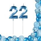 Kit 2 Velas De Aniversario Numero Azul Design Idades Diversas