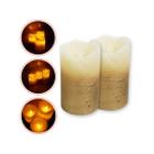 Kit 2 Velas Led Pilha Média Dourada Parafina Chama Oscilante