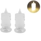 Kit 2 Velas Luz Led Eletrônica Transparente Decoração 9cm