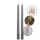 Kit 2 Velas Palito Espiral Metalizada Decoração Natal 24cm