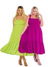 Kit 2 Vestido Midi Alça Larga Verão Plus Size Verão G ao G2