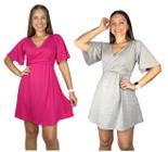 Kit 2 Vestidos 4 em 1 Diversas Cores Premium Moda Casual Gestante Amamentar Amamentação