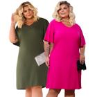 kit 2 Vestidos Moda Feminina G GG EXG G1 Atacado Tendência Verão Plus Size Social Fresquinho 2024