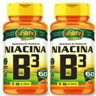 KIT 2 VITAMINA B3 NIACINA - 60 Capsulas 500mg UNILIFE