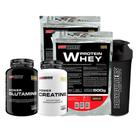 Kit 2 Whey Protein Chocolate Creatina Glutamina Coqueteleira