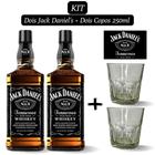Kit 2 Whiskey Jack Daniel's 1.000ml com 2 Copos de Vidro de 250ml para Whisky