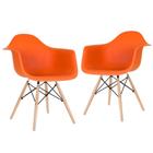 KIT - 2 x cadeiras Charles Eames Eiffel DAW com braços - Base de madeira clara -