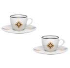 Kit 2 Xícaras Café 75Ml Com Pires Porcelana Coup Grid Oxford