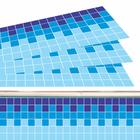 Kit 20 Adesivos Piscina Azulejo Mosaico Quadriculado Azul 100x20cm