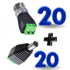 Kit 20 Conectores Bnc Macho Com Borne + 20 Plug P4 Macho