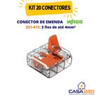 Kit 20 conectores de emenda 3 fios 221-413 4mm² WAGO