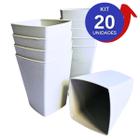 Kit 20 Conjunto Copo Quadrado Plástico 300 ml Para Festas Crianças Merenda Cantina Escola Creche Branco - Guiba Casa&decor