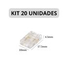 KIT 20 Emenda Reta Fita LED 10mm 12V 24V 110V 220V