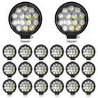 Kit 20 Farol 14 Leds Milha Off Road Redondo 42W Jeep 12V/24V - Mix Rutomotive