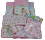 Kit 20 Fralda 3 Toalha capuz dupla 3 Babadores para menina - Dugu