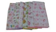 Kit 20 Fralda de pano estampada menina 70x70cm Com Crochê