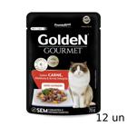 Kit 20 Golden Sachê Gourmet Gatos Adultos Castrados Sabor Carne e Abóbora 70g