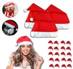 Kit 20 Gorros Papai Noel Cetim Vermelho - Natal Diversão