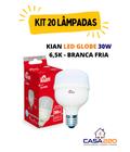 Kit 20 Lâmpadas Led 30W E27 6500K Branca Fria Bivolt Kian