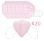 Kit 20 Mascaras KN95 Rosa Clip Nasal bfe 95% Respirador de segurança ffp2 classe S