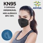 Kit 20 Máscaras PFF2 KN95 N95 Pretas com 5 Camadas Meltblow Bfe 98% + Feltro de Coton + Tnt Spunbond + Anvisa CE FDA