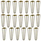 Kit 20 Pés de Metal 25 CM Hairpin Legs Rack e Puffs Dourado G41