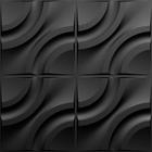 KIT 20 Placas 3D PVC Preto Decoração Revestimento PREMIUM de Parede e Teto (5m²) - RIPPLE