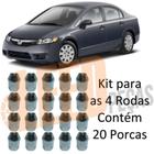 Kit 20 Porca Roda Cônica Cromada New Civic 2006 2007 2008 2009 2010 2011 2012 New Fit 2009 2010 2011 2012 Chave 21