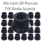 Kit 20 Porcas Parafuso de Roda 7/8 CH1.5/16 Scania Série P T R Ônibus Caminhao Carreta Guerra Truck