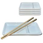 Kit 20 Pratos individual Sapporo com Divisória para shoyu Porcelana Branca Resistente Restaurante - Prattos