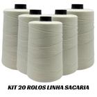 Kit 20 Rolos Linha Fio De Costurar Sacaria Ráfia Saco Carvão Gelo 100% Poliester Cone 250g