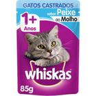 kit 20 saches whiskas castrados: 10 sabor carne +'10 sabor peixe 85gr