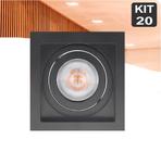 Kit 20 Spot de Embutir PAR20 Recuado Quadrado + Lamp