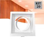 Kit 20 Spot Embutir AR70 Recuado Quadrado Branco Com Soquete