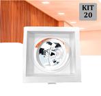Kit 20 Spot Embutir AR70 Recuado Quadrado Branco + Lamp BF