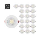 Kit 20 Spot Led Smd 5w Redondo Branco Frio 6500k Dicróica Direcionável Embutir