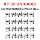 Kit 20 Unidades Açucareiro Inox Metálico Colher 300ml Kehome