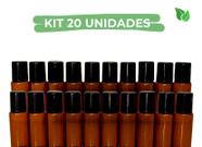 KIT 20 - Vidrinho Roll On Ambar 5ml Tampa Preta