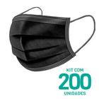 Kit 200 Máscaras Descartáveis Adulto Tripla Camada Cor Preto