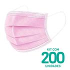 Kit 200 Máscaras Descartáveis Adulto Tripla Camada Cor Rosa