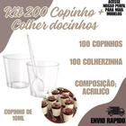 Kit 200 Peças Copinho + Colher Docinhos Festa Aniversario