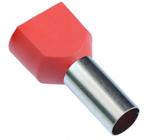 Kit 200X Terminal Elétrico Ilhós Tubular Duplo 10Mm Vermelho