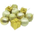 Kit 22 Pçs Tubo Natalino Enfeite Árvore De Natal Dourado 5cm