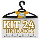 Kit 24 Cabides Plástico Pretos Organização Closet LP House - Samba Toys