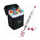 Kit 24 canetas marcadoras profissionais colorir desenhar pontas duplas para estudantes artistas - Dw On
