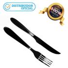 Kit 24 Garfos + 24 Facas de Mesa Inox Black Restaurante Bar