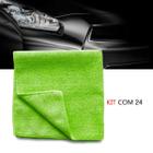 Kit 24 Pano microfibra automotiva flanela anti-risco toalha Verde